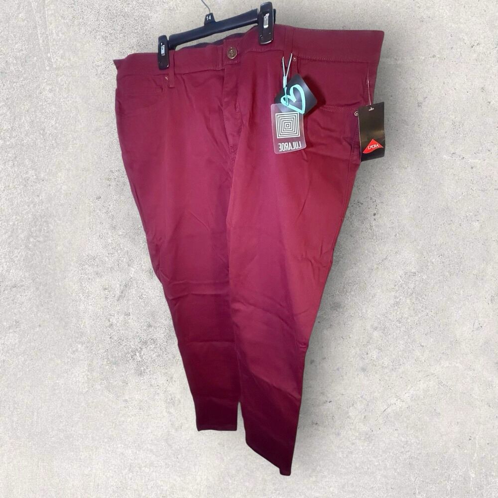 LuLaRoe Skinny Fit Jeans Sz 44 (23/24W) Red Stretch Denim NEW NWT